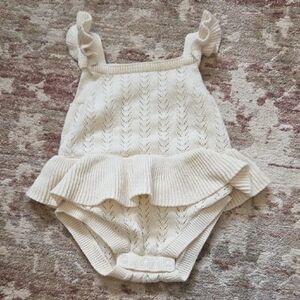 Cream Knit Ruffle Bodysuit